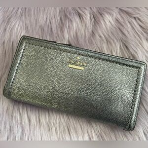 Kate Spade Leather Wallet (Pewter- Silver Gray)